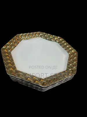 Gold and White Ceramic Dinner Plates