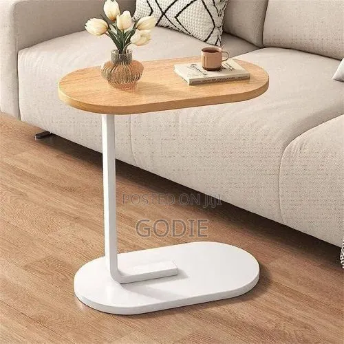 Small Oval C-Shaped Mini Nightstand Coffee Table,