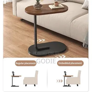 Small Oval C-Shaped Mini Nightstand Coffee Table,