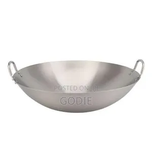 Stainless Steel Wok Stir Frying Pan - Silver