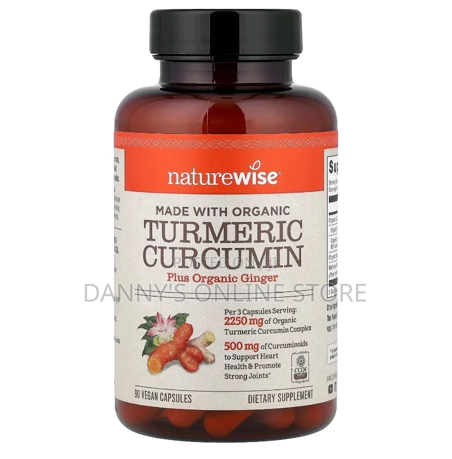 Organic Turmeric Curcumin Plus Organic Ginger, 2250mg 90 Capsules