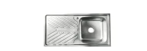 Stainless Steel Kitchen Sink Featuring a Single Bowl and Drainer.