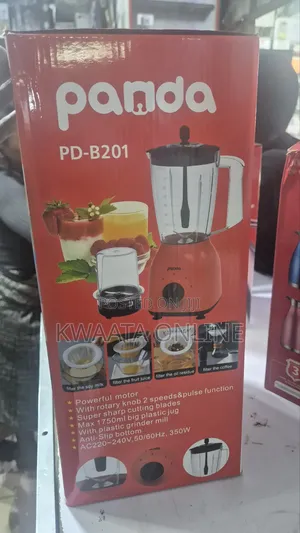 1.75litres Panda 2in 1 Juice Blender With Grinder, Red or Black-350w