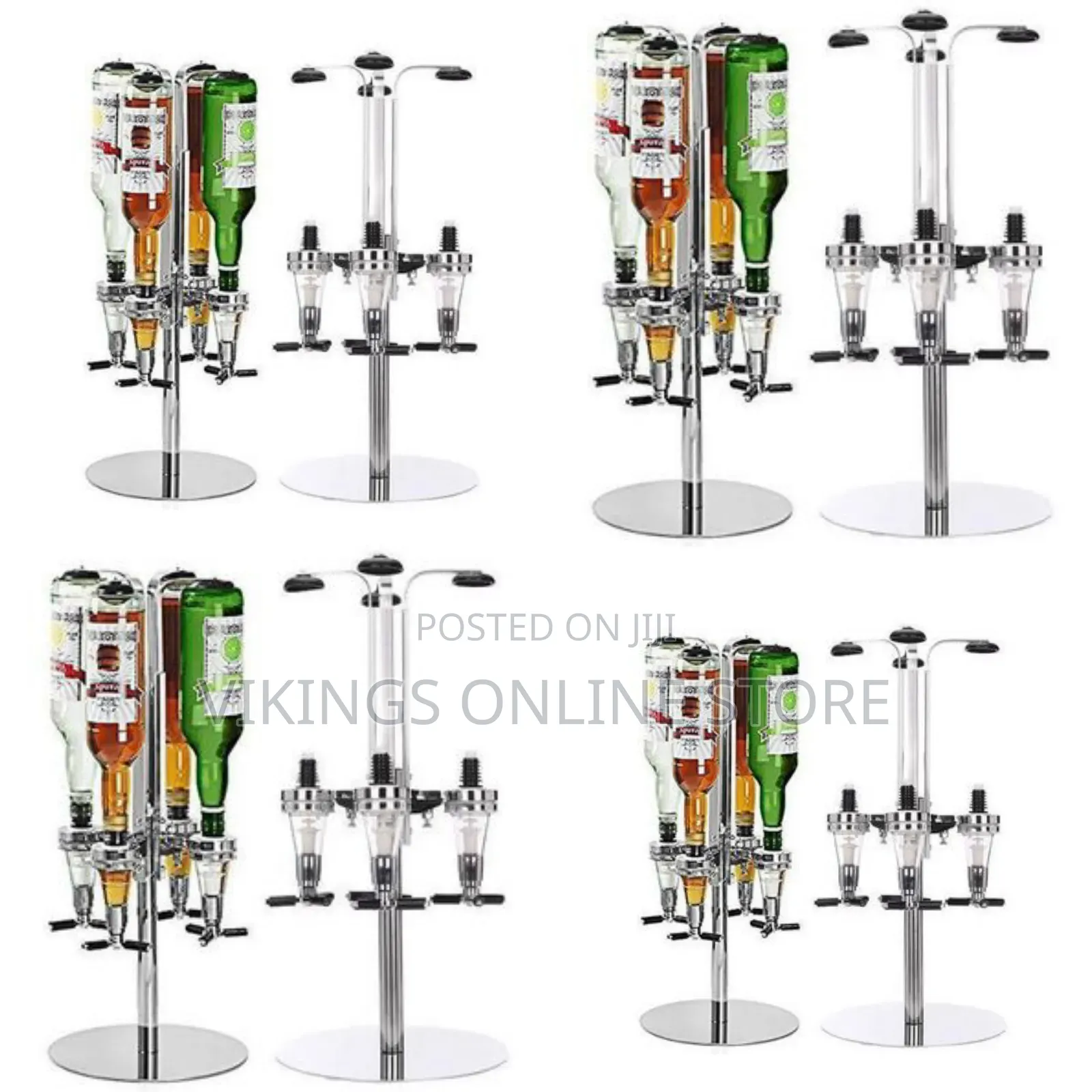 4-Bottle Rotary Stand Drink Liquor Dispenser,