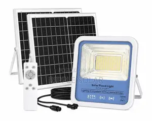 300w Solar Flood Light With 2 Panels Outdoor Security Light