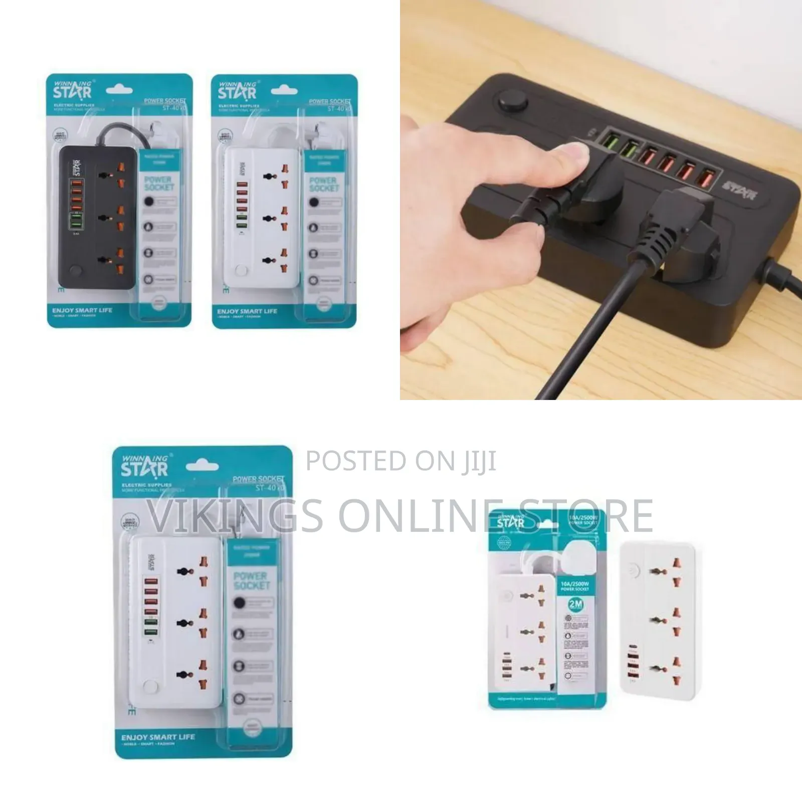 Winning Star Universal Power Socket With Usb Charging Ports-Multicolor