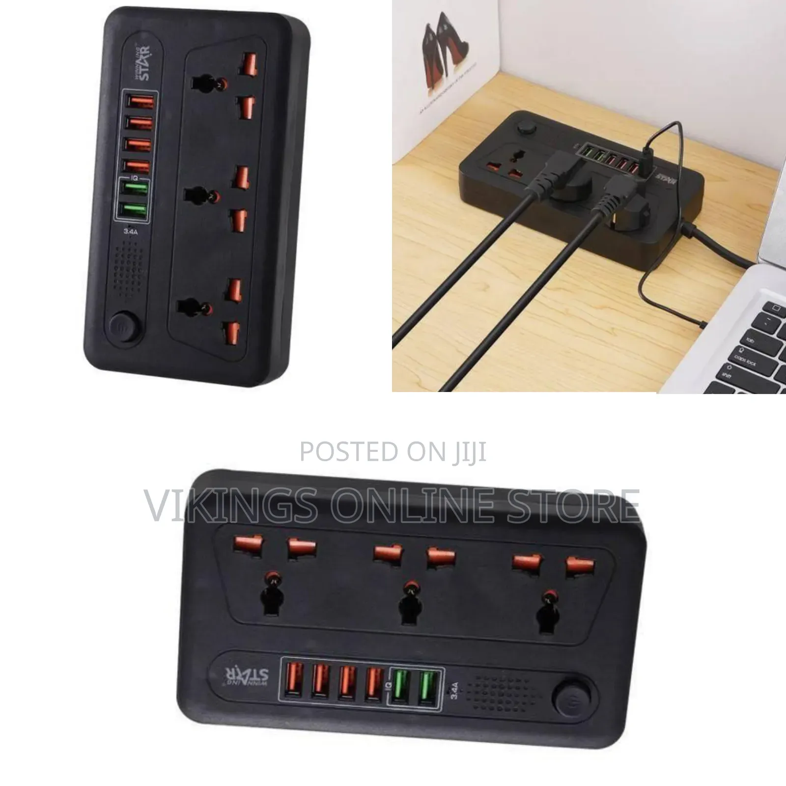 Winningstar Versatile Multi-Socket Power Strip With Integrated Usb