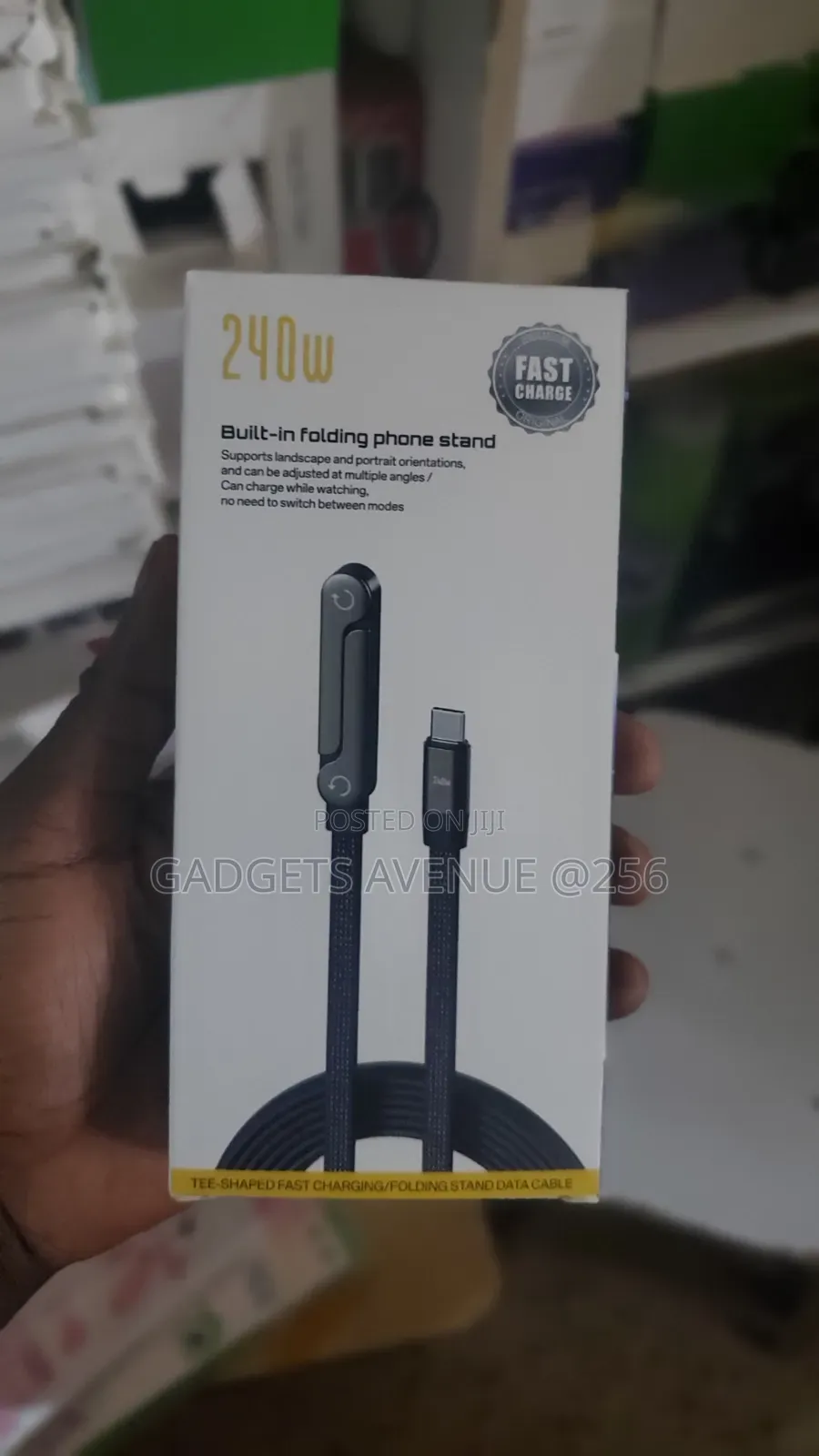 2-in-1 Usb-C Charging Cable With an Integrated, Foldable Phone Stand.