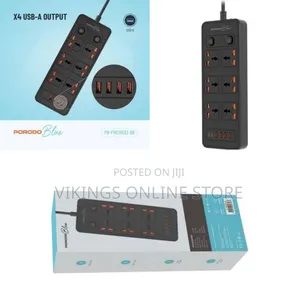 Porodo Universal Power Strip With Multiple Ac Outlets and Usb Ports