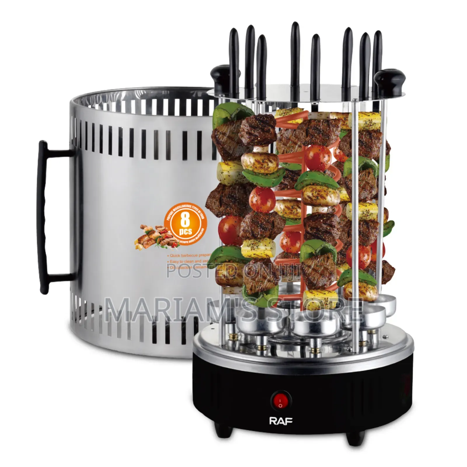 Electric Vertical Kebab Grill, Also as a Smokeless Skewer Barbecue