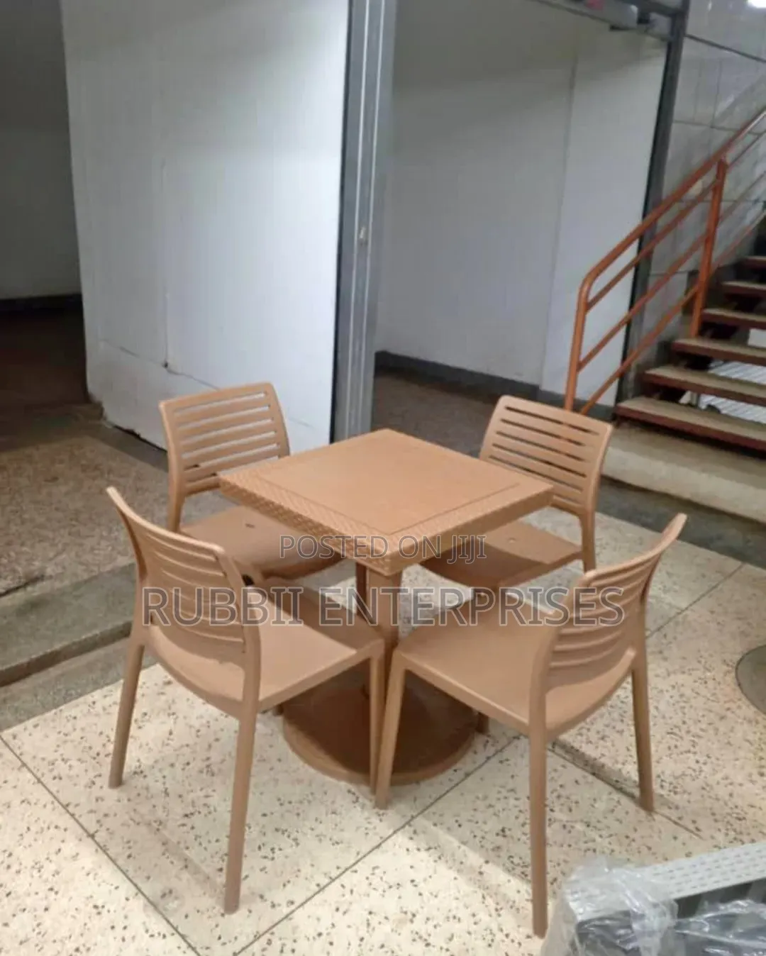 Square Table + 4 Chairs ~ Brown