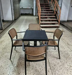 Table 1 Leg + 4 Chairs ~ Brown/Black