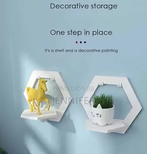 White Geometric Floating Wall Shelf