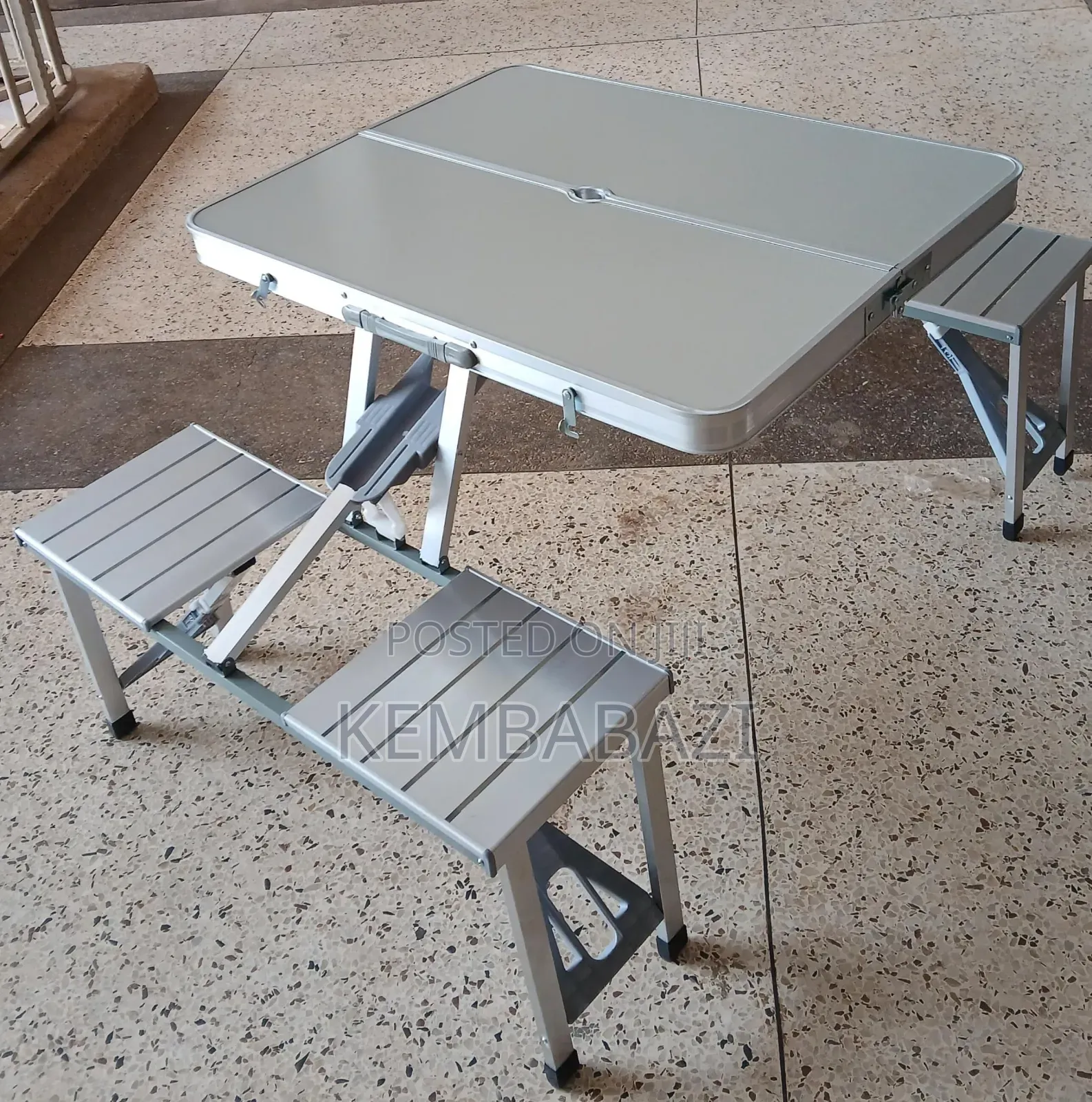 Portable Folding Picnic Table Set With Four Built-in Stools
