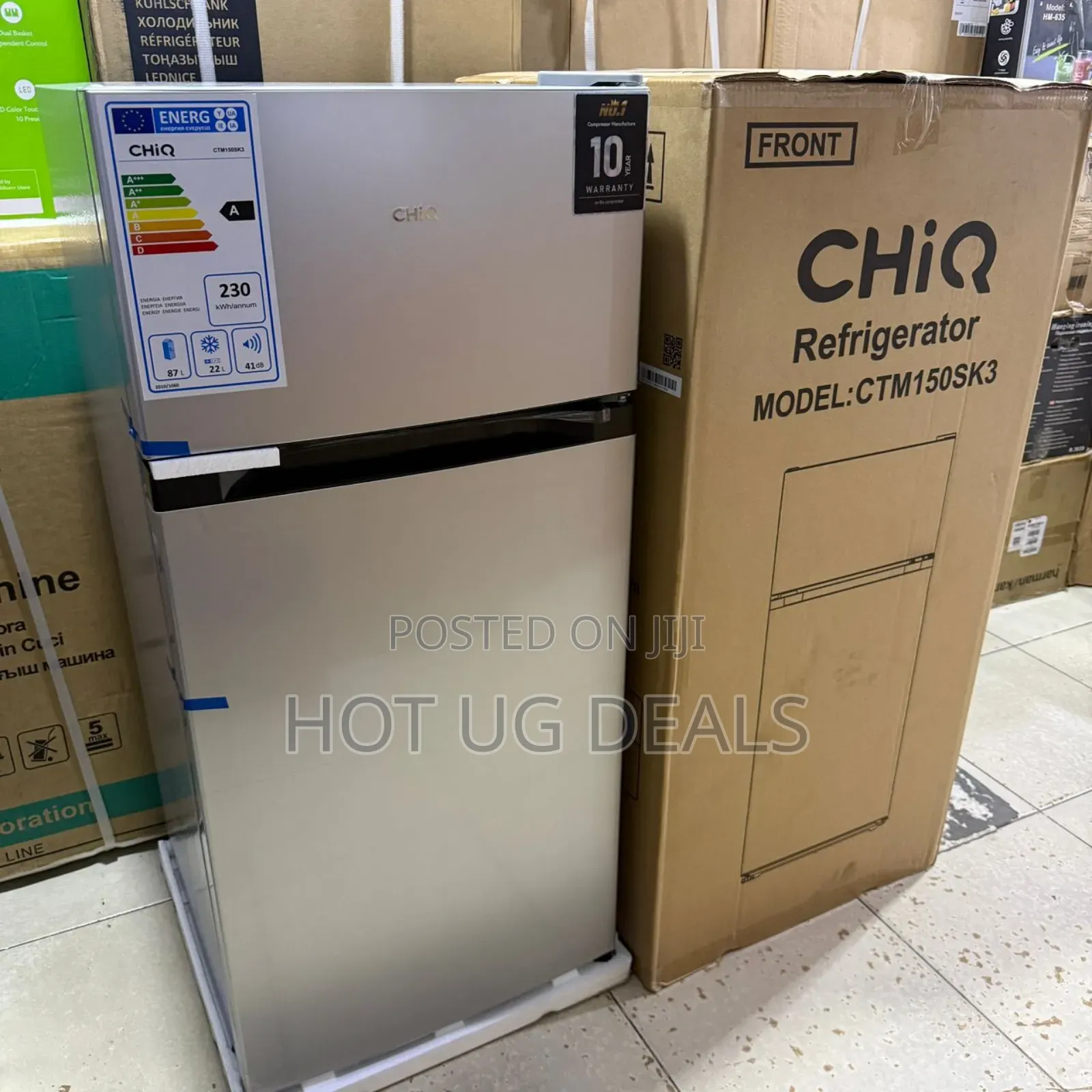 Chiq 150l Double Door Refrigerator- Silver