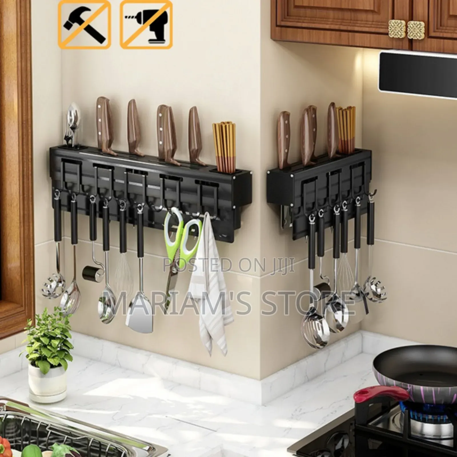 Wall-mounted Kitchen Utensil Holder Available In Black Finish.