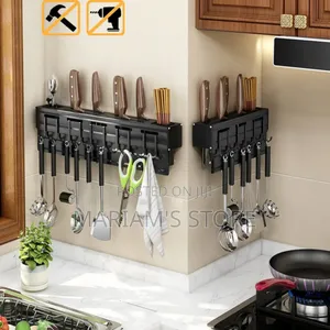 Wall-mounted Kitchen Utensil Holder Available In Black Finish.