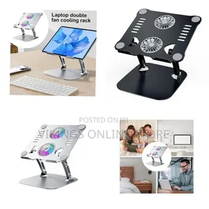 Ergonomic Laptop Cooling Stand With RGB Fans