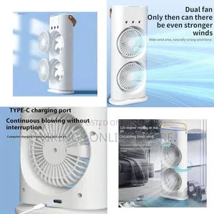 Double Head Spray Cooling Fan - White