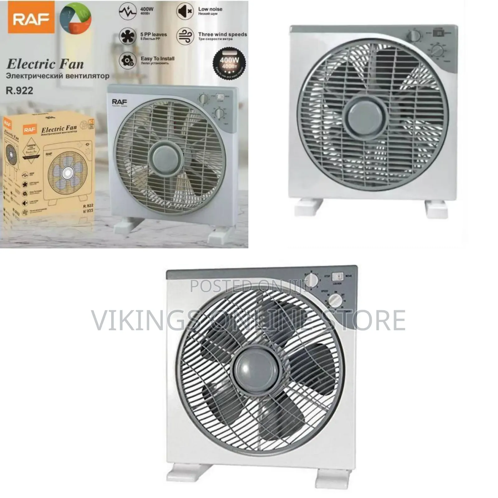 Raf Compact Box Fan With Speed and Timer Control - Multicolor