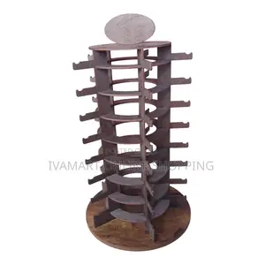 Round Rotating Wooden Sunglasses Display Stand - Holds 40 PCS