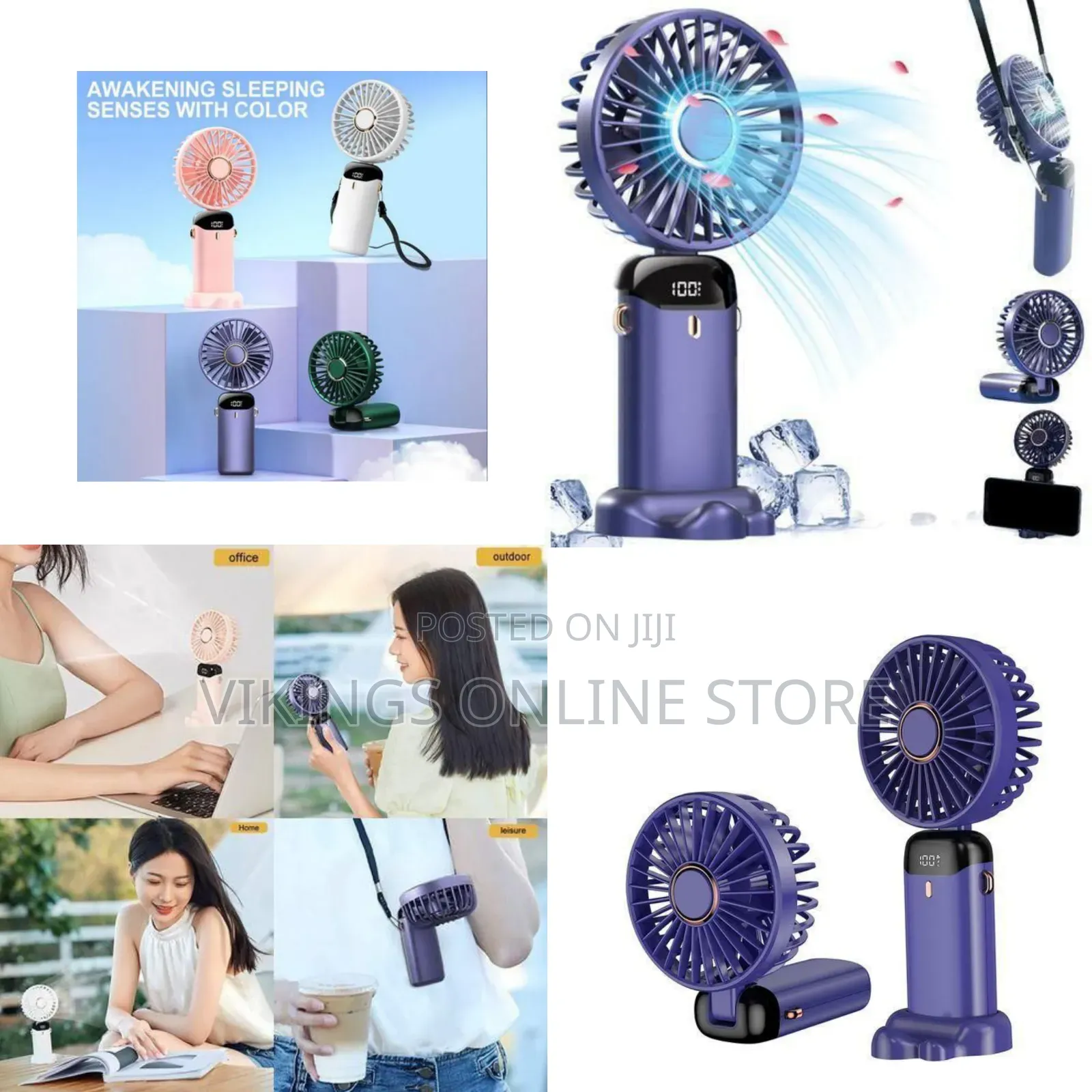 Compact Handheld Fan With Digital Display - Multicolor