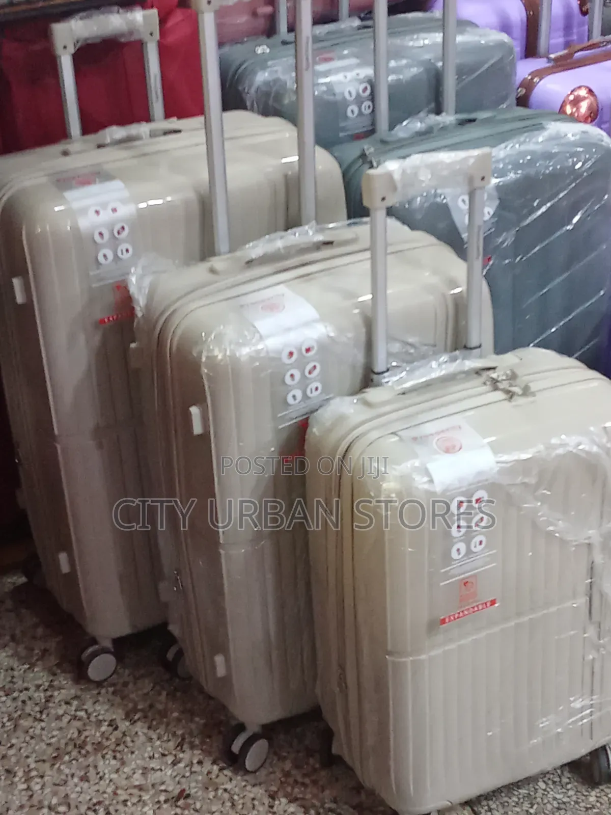 Prosperity Expandable 3pcs Full Set Plastic Rubber Suitcases