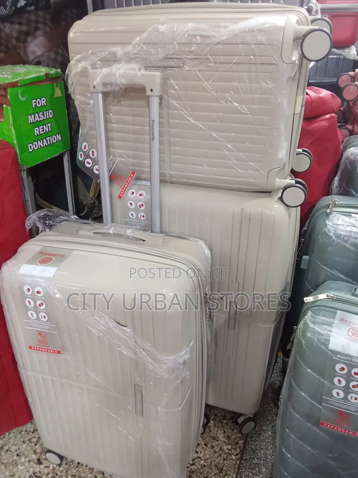 Prosperity Expandable 3pcs Full Set Plastic Rubber Suitcases