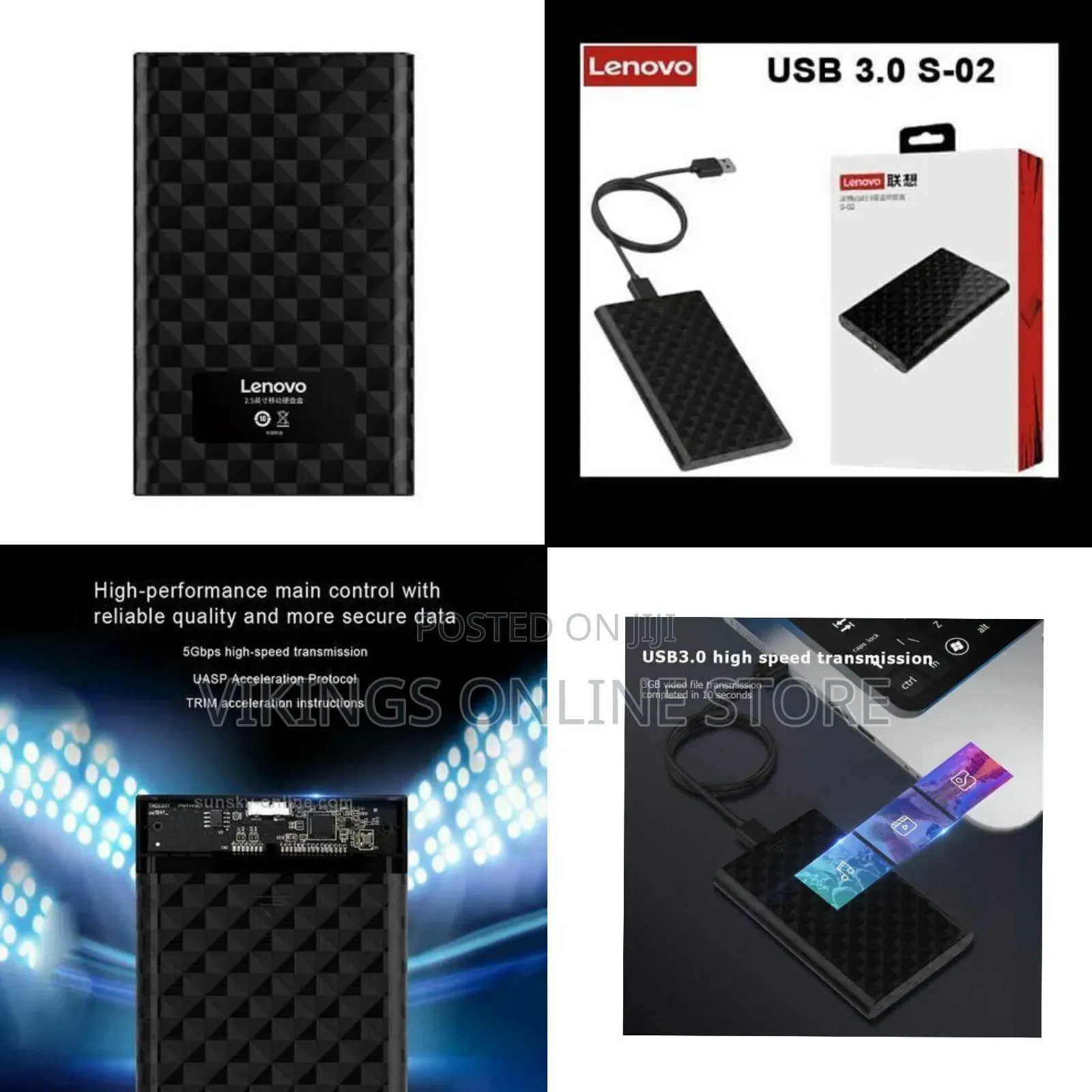 Lenovo 2.5" Portable External Hard Drive Enclosure - Multicolor