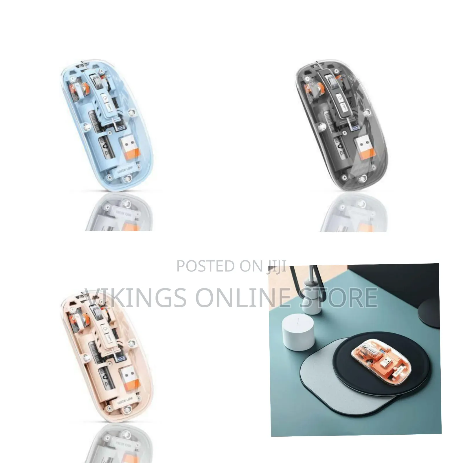 Green Lion Wireless Computer Mouse With Transparent Casing -Mutlicolor