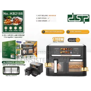 DSP Kb2188, 2-in-1 Oven Air Fryer Stack 1700w-8+6ltr