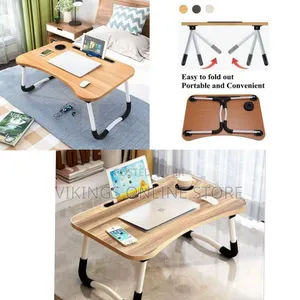 Portable Folding Laptop Desk With Tablet Slot and Cup Holder-Multicolo