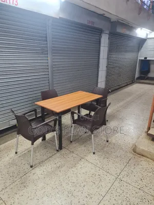 Steel Legs Plastic Dining Chairs and Wooden Foldable Table Set