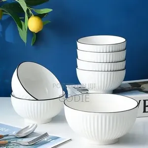 6pcs Set of White Ceramic Bowls