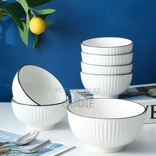6pcs Set of White Ceramic Bowls