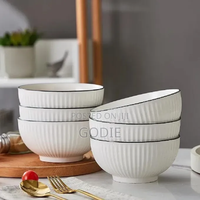 6pcs Set of White Ceramic Bowls