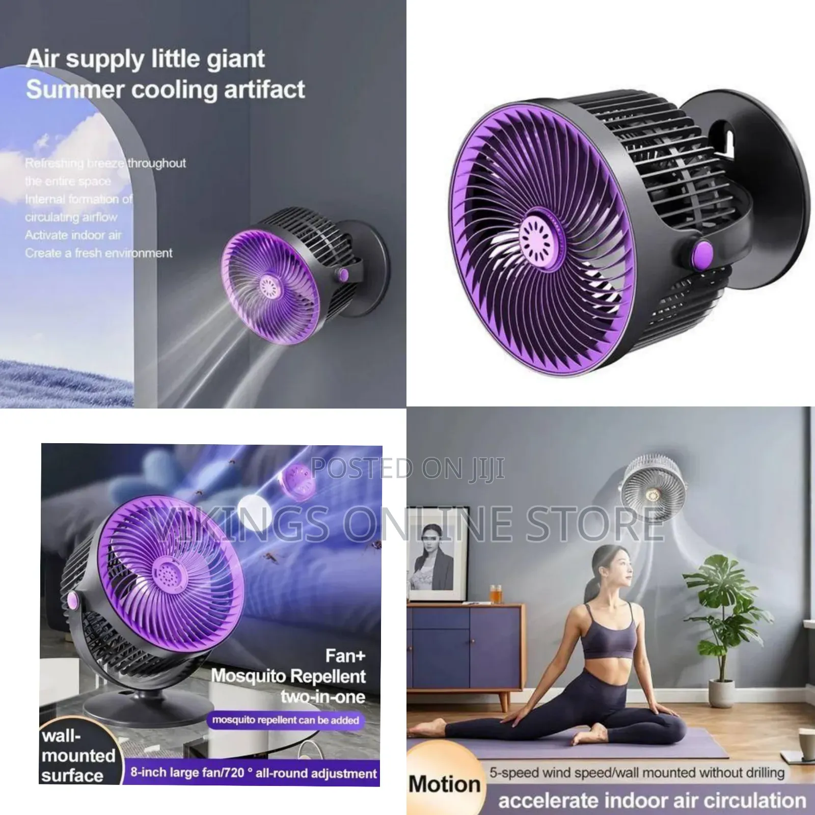Versatile High-Velocity Portable Cooling Fan - Multicolor