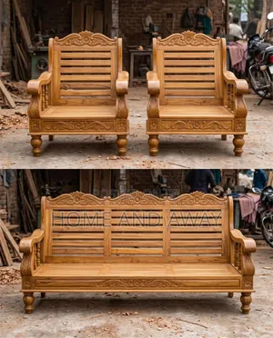 Chairs/Indian Heavy Duty Wooden Sofa Chairs With High Density Cushions