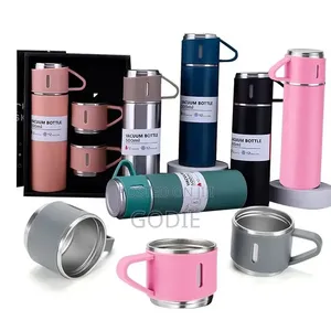 500ml Stainless Steel Vacuum Flask That Includes Three Matching Cups,