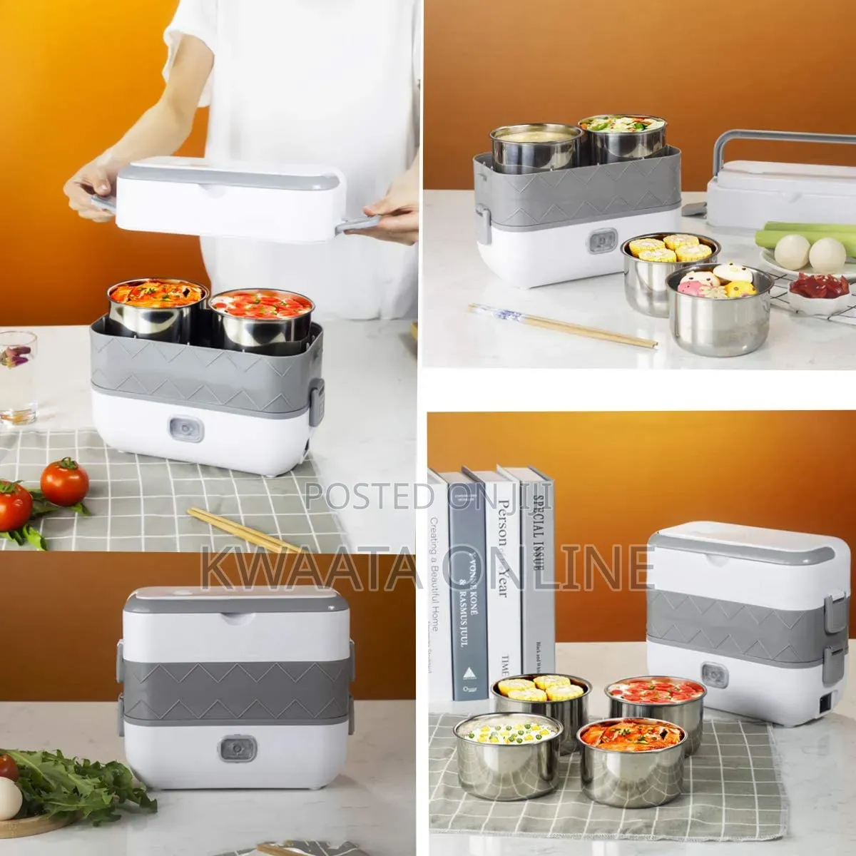 Electric Lunch Box, 2 Layers 1.48l Self Cooking Heating Food Steamer