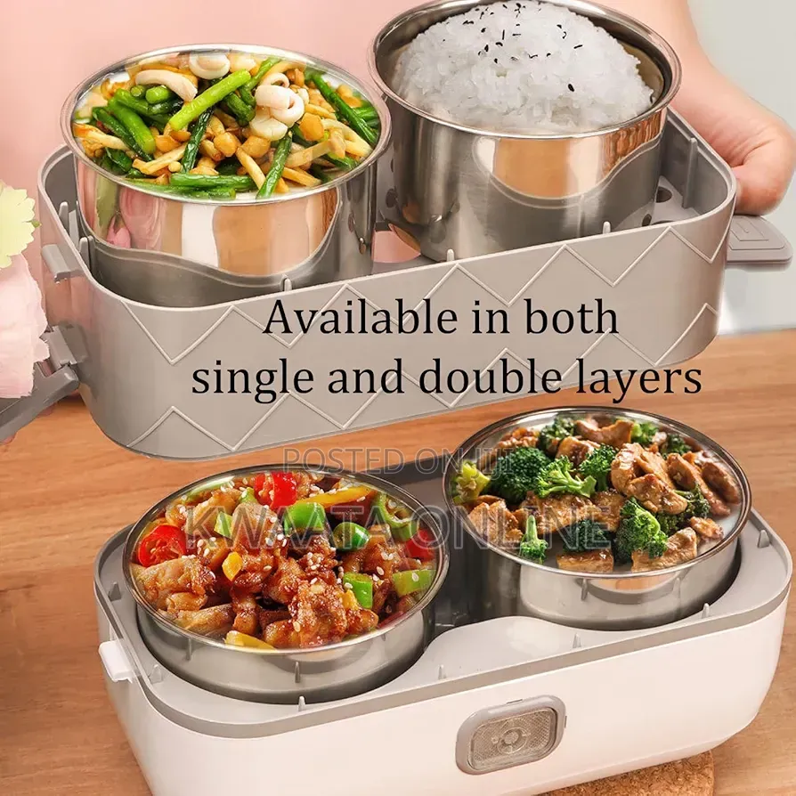 Electric Lunch Box, 2 Layers 1.48l Self Cooking Heating Food Steamer