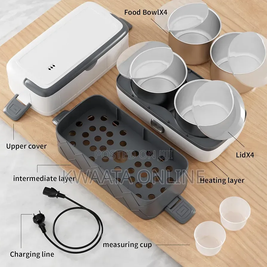 Electric Lunch Box, 2 Layers 1.48l Self Cooking Heating Food Steamer