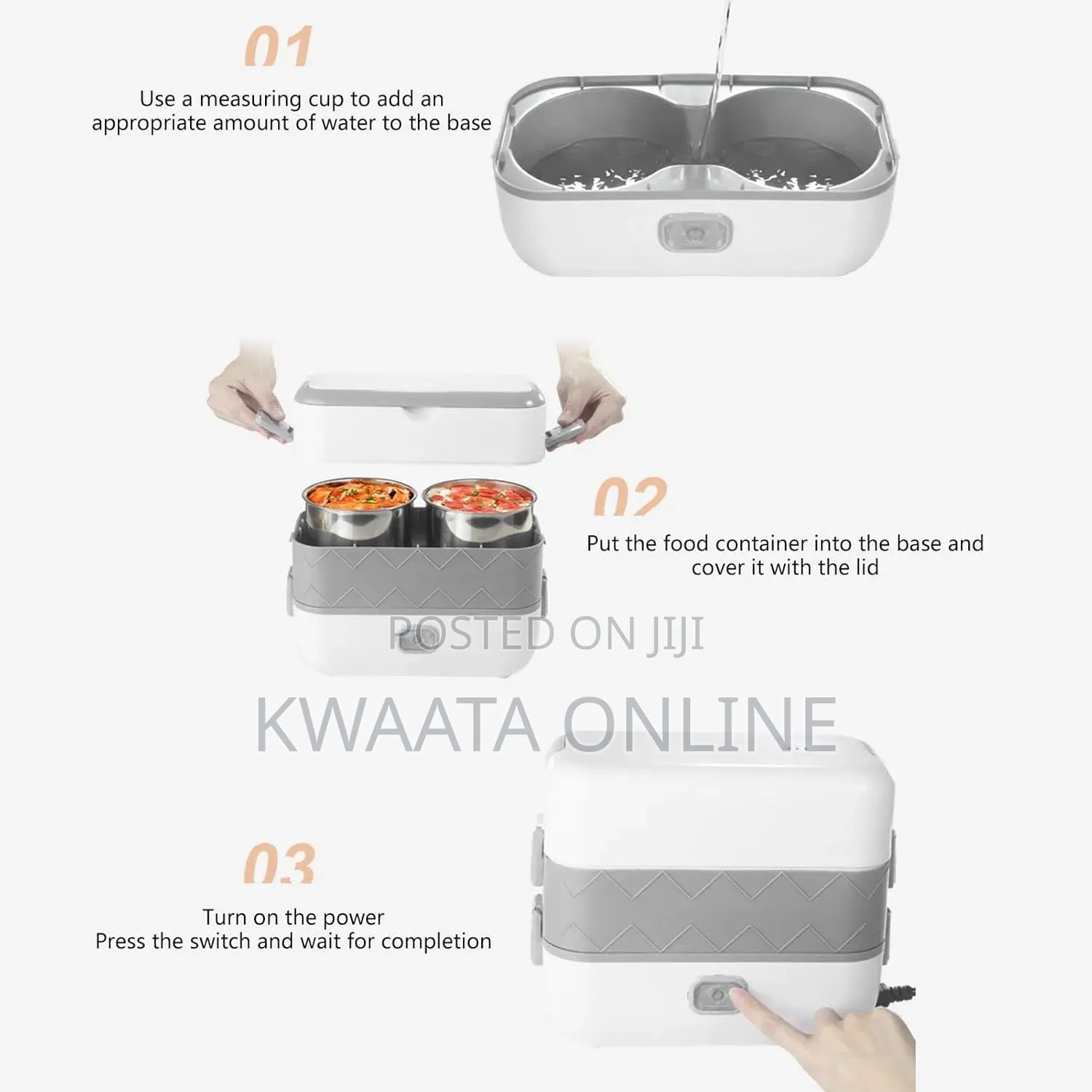Electric Lunch Box, 2 Layers 1.48l Self Cooking Heating Food Steamer