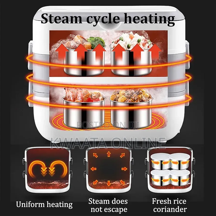 Electric Lunch Box, 2 Layers 1.48l Self Cooking Heating Food Steamer