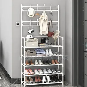 Mettalic Shoe Rack With Hooks