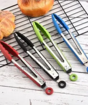 Stainless Steel Food Tongs With Red Heat-Resistant in Grilling