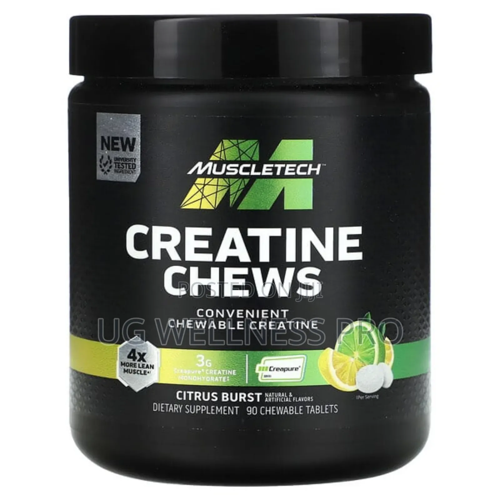 Creatine Creapure Chews, Citrus Burst, 90 Chewable Tablets (1 G Per
