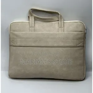 Light Grey Leather Laptop Briefcase Suitable for Laptops Up to 15.6 "