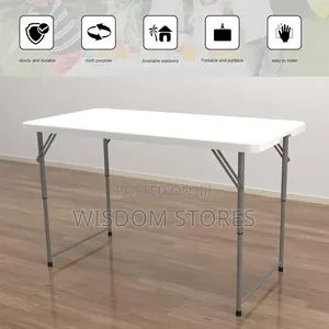 White Portable Folding Table With Carrying Handle for Camping Party
