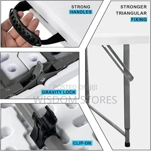 White Portable Folding Table With Carrying Handle for Camping Party